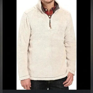 TRINITY CREAM SHERPA LONG SLEEVE PULLOVER  SWEATER WITH FRONT   ZIPPER